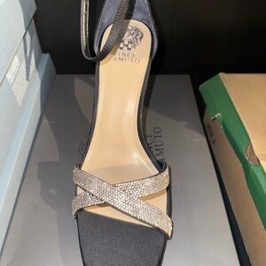Vince Camuto Black and Silver Heels